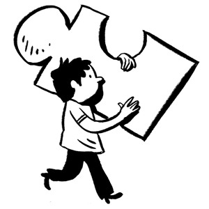 Teenager with a puzzle's piece